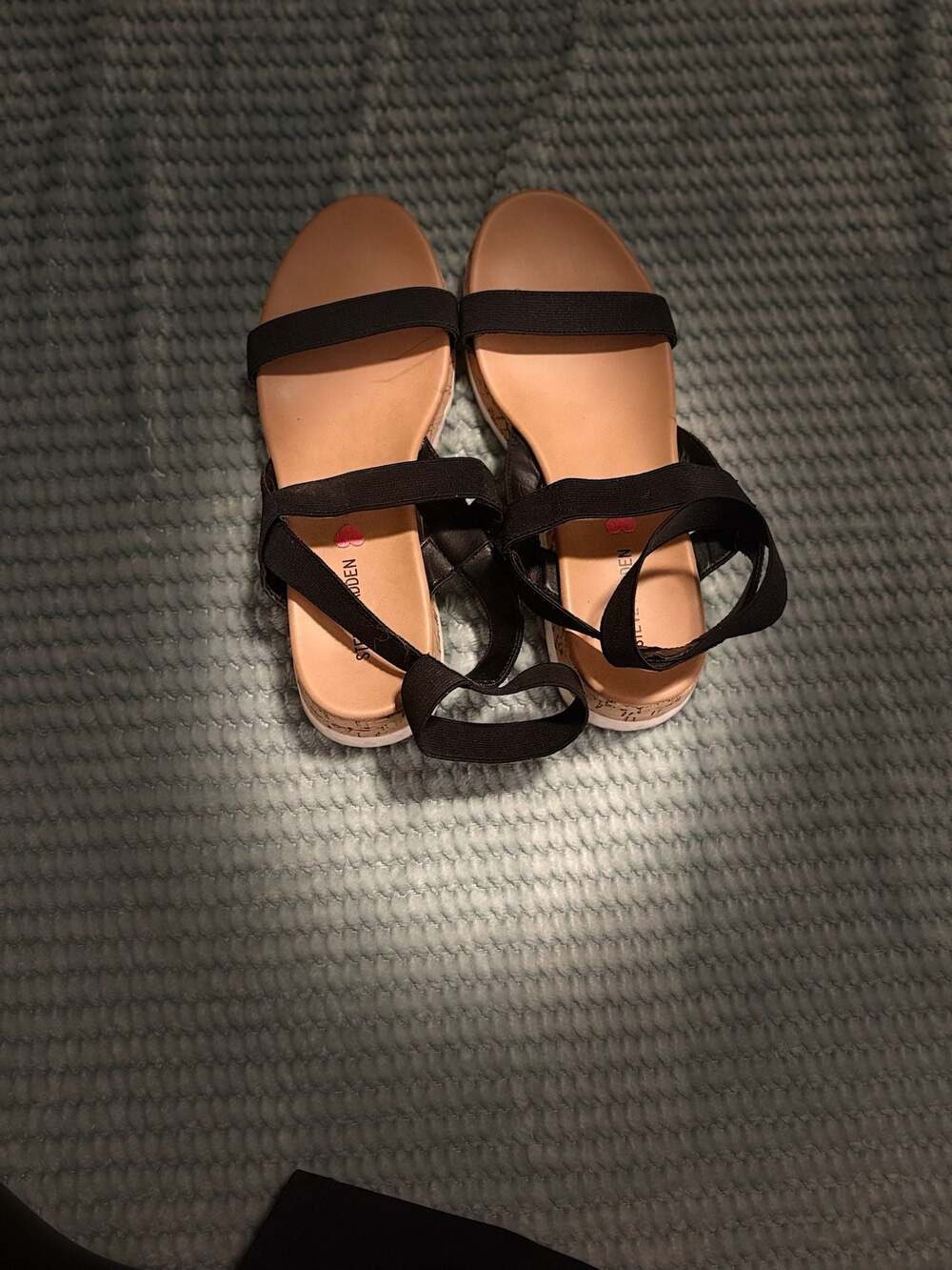 Steve Madden Bandi Black Elastic Cork Platform Sandals